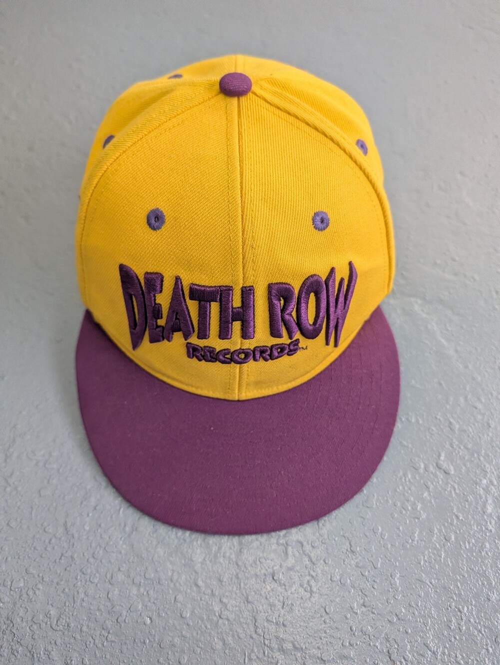 Death Row Records Gold/Purple Paisley Brim Fitted Hat 7 1/2